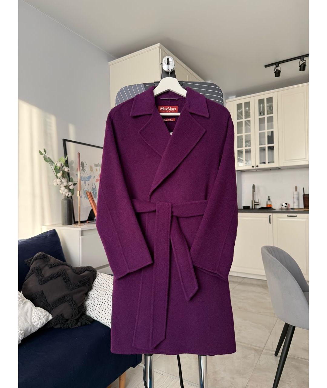 MAX MARA Фиолетовое шерстяное пальто, фото 2