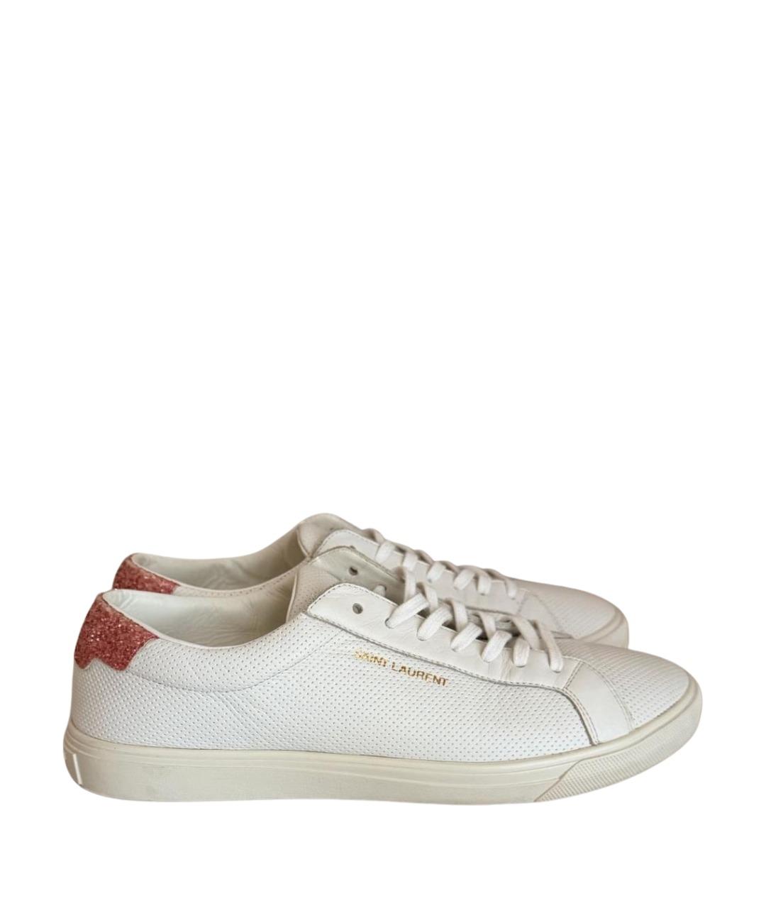 SAINT LAURENT Белые кожаные кеды, фото 1