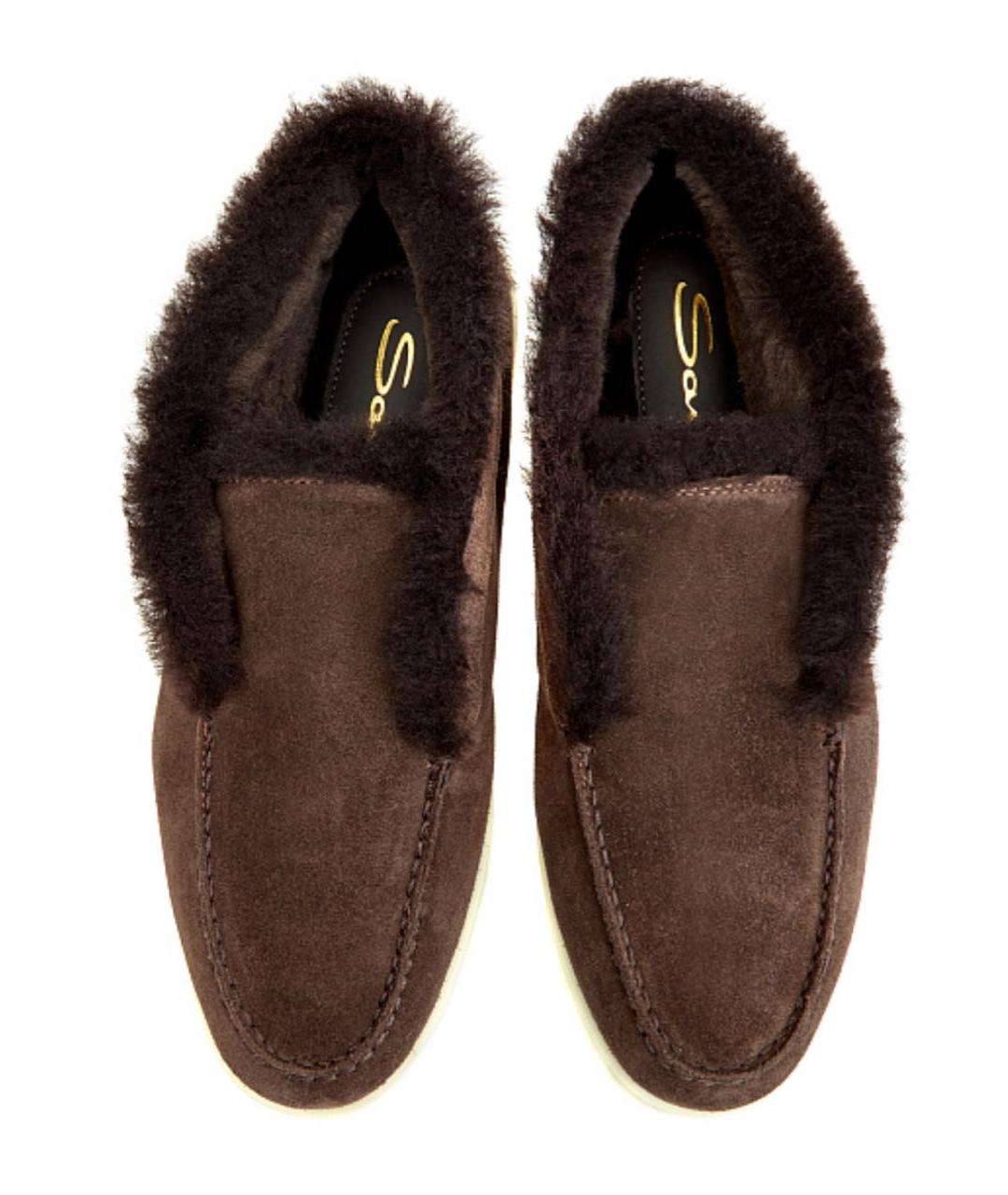SANTONI Коричневые замшевые ботинки, фото 3
