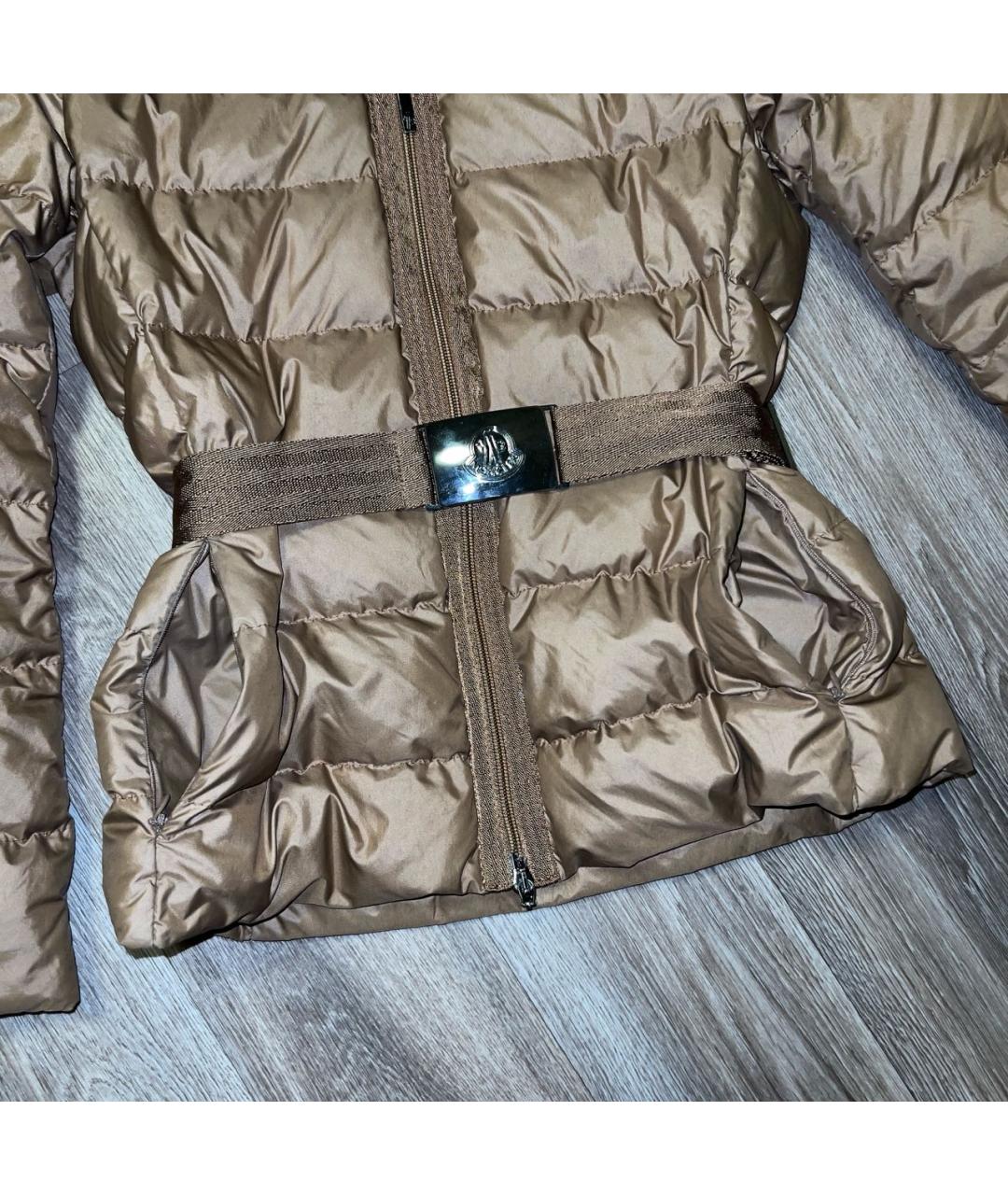 MONCLER Коричневый полиамидовый пуховик, фото 3