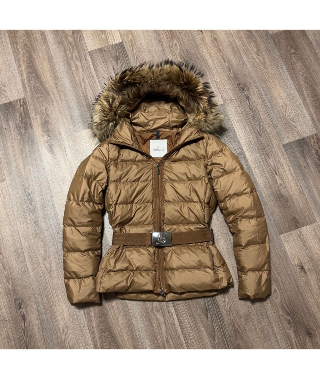 MONCLER Коричневый полиамидовый пуховик, фото 9