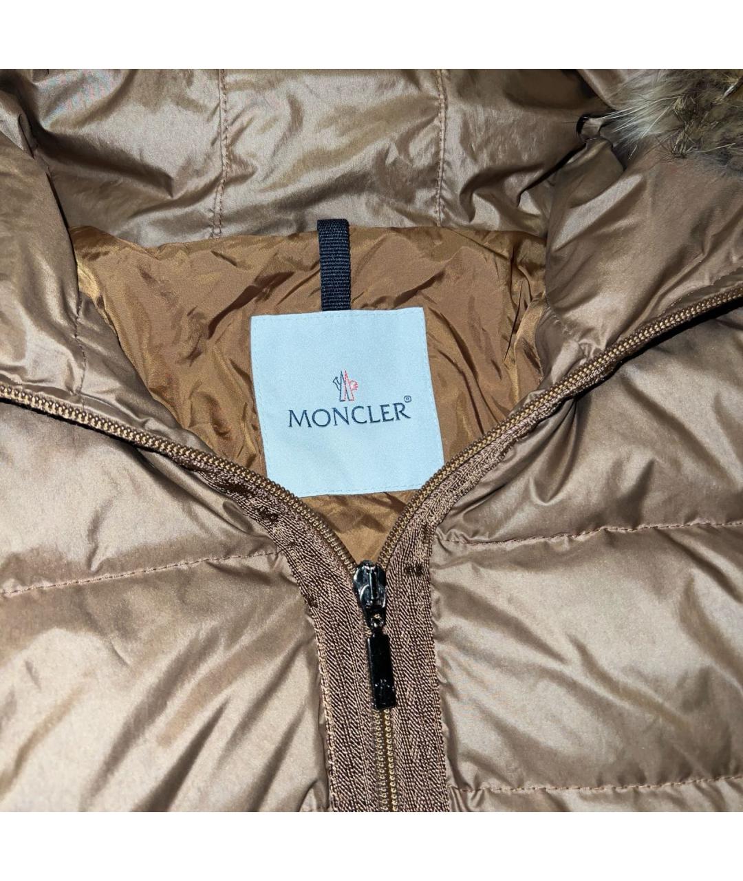 MONCLER Коричневый полиамидовый пуховик, фото 4