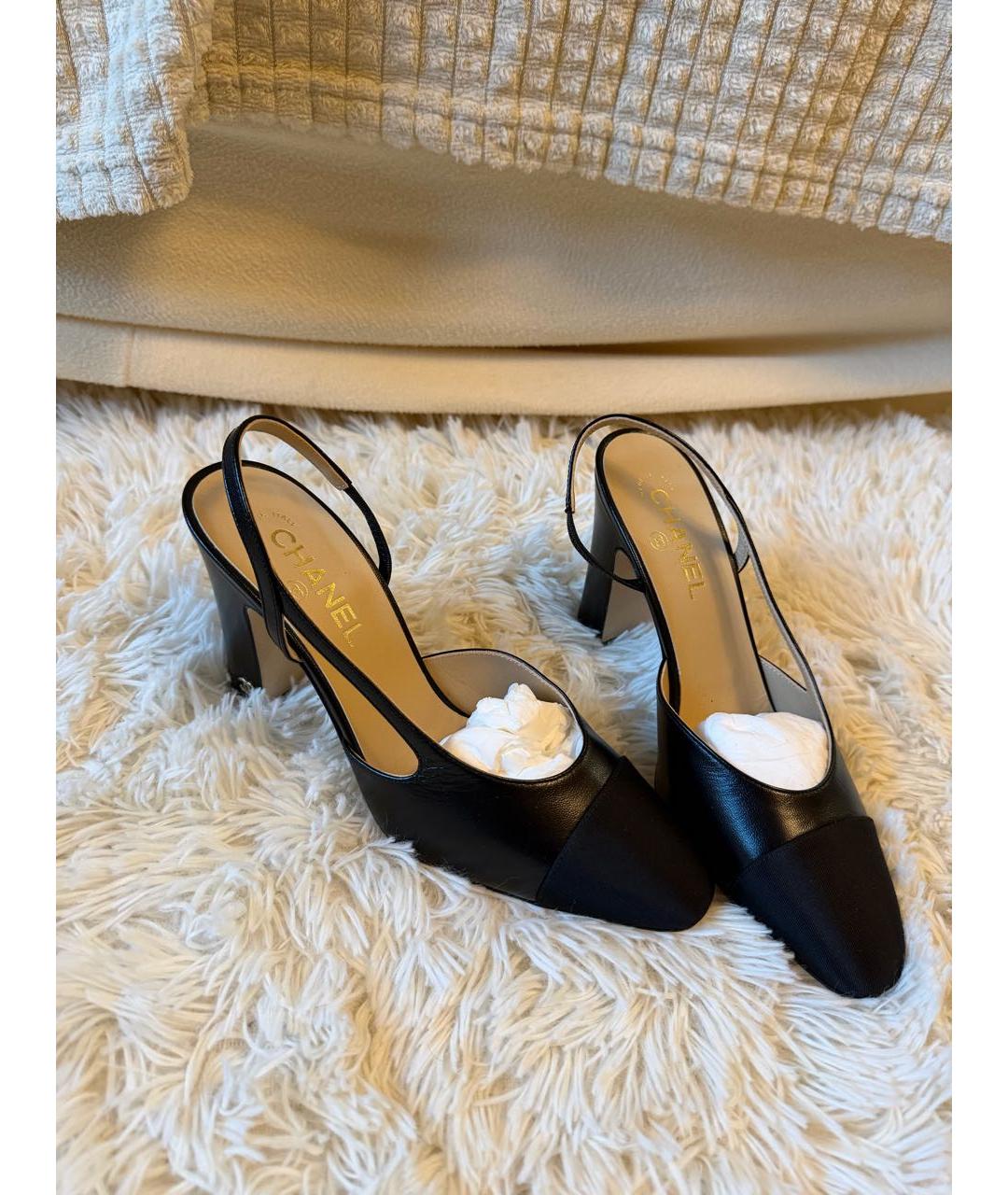 CHANEL Черные кожаные туфли, фото 2