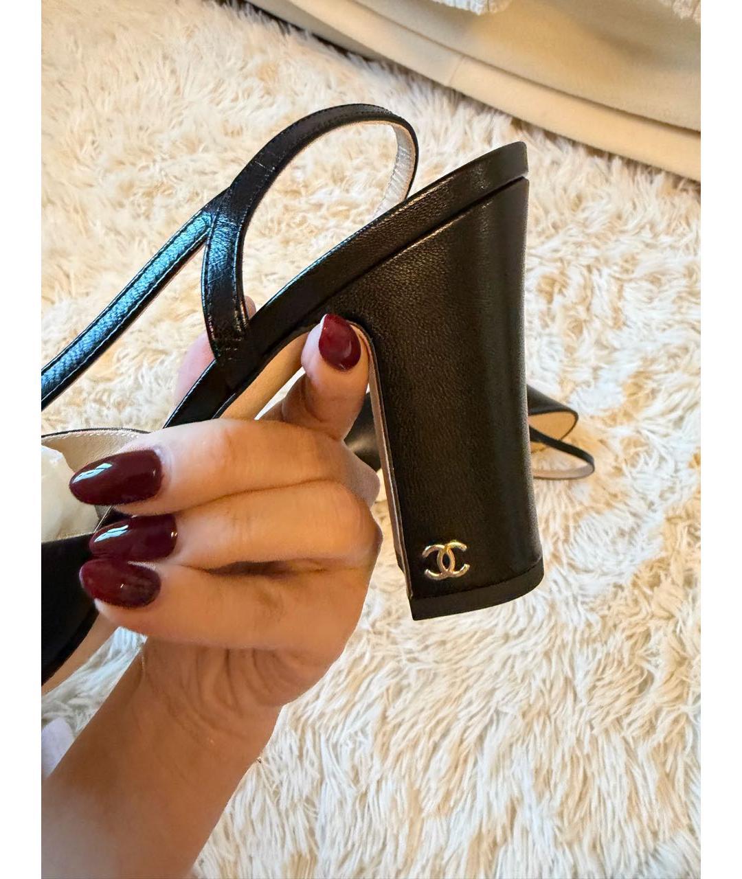 CHANEL Черные кожаные туфли, фото 4