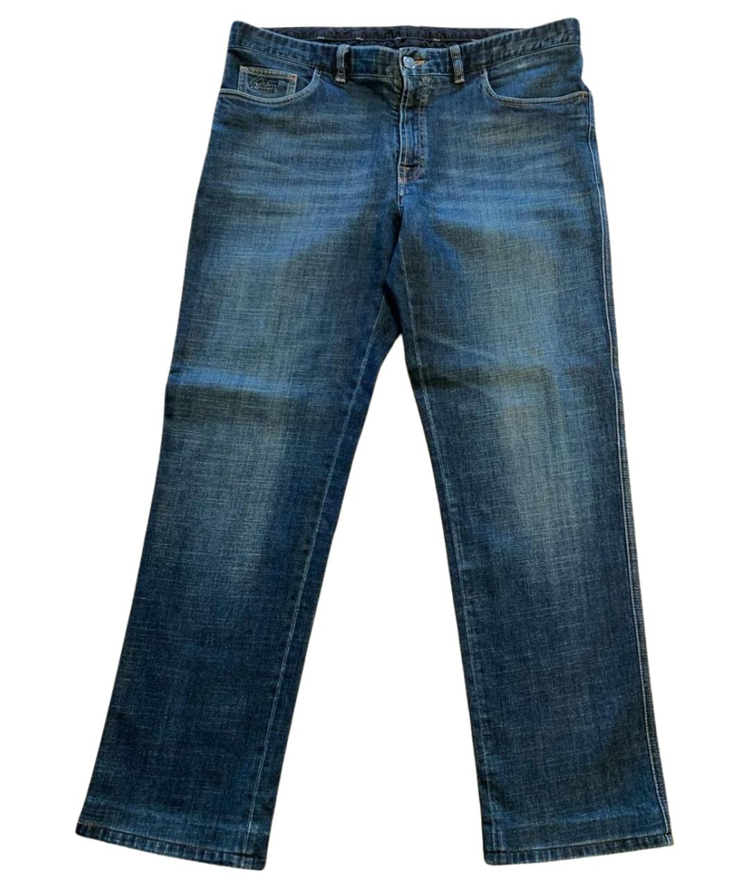 BRIONI Темно-синие хлопковые прямые джинсы, фото 1