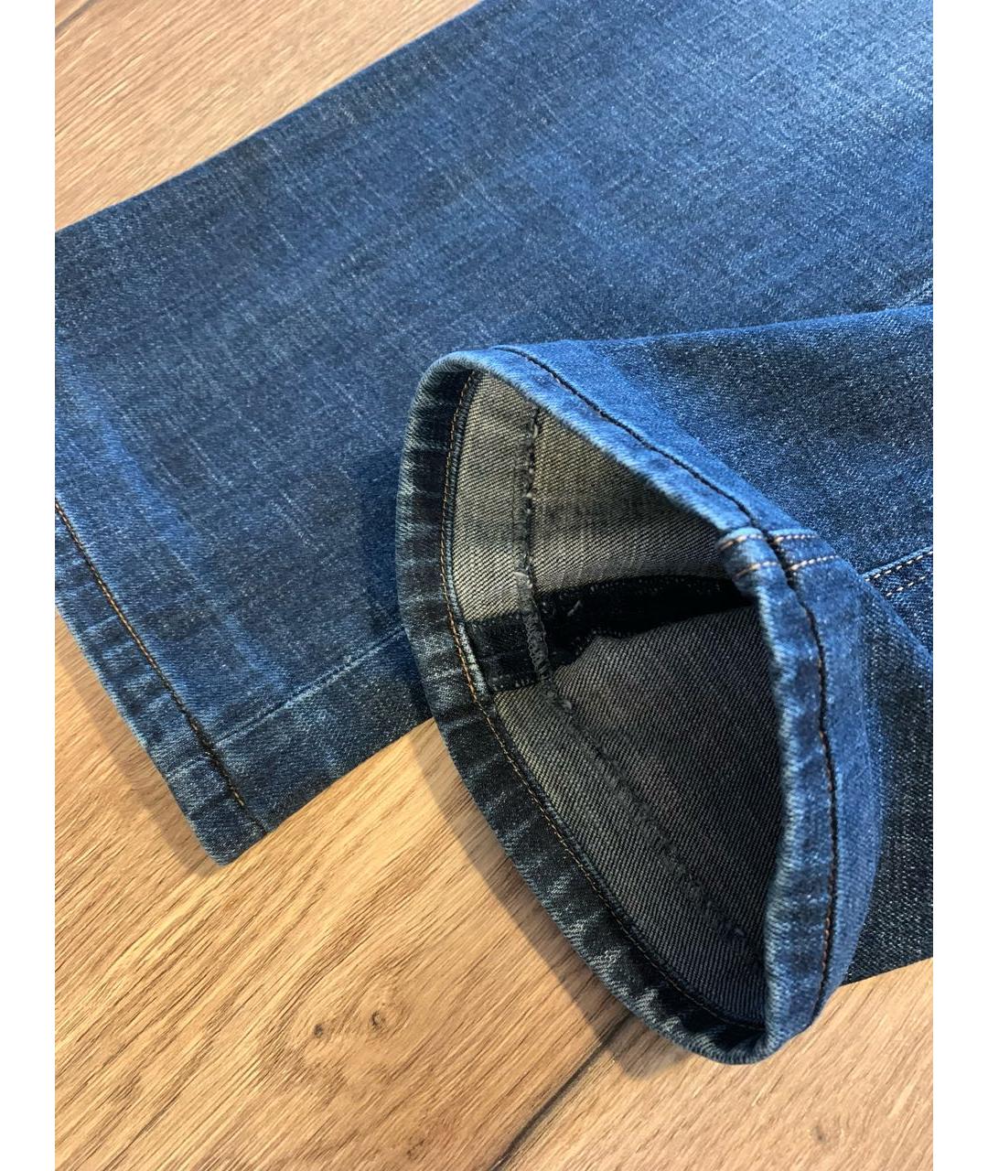 BRIONI Темно-синие хлопковые прямые джинсы, фото 4