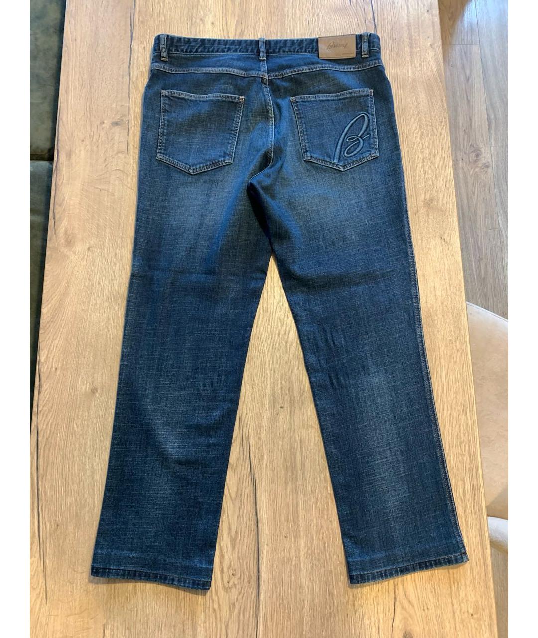 BRIONI Темно-синие хлопковые прямые джинсы, фото 2