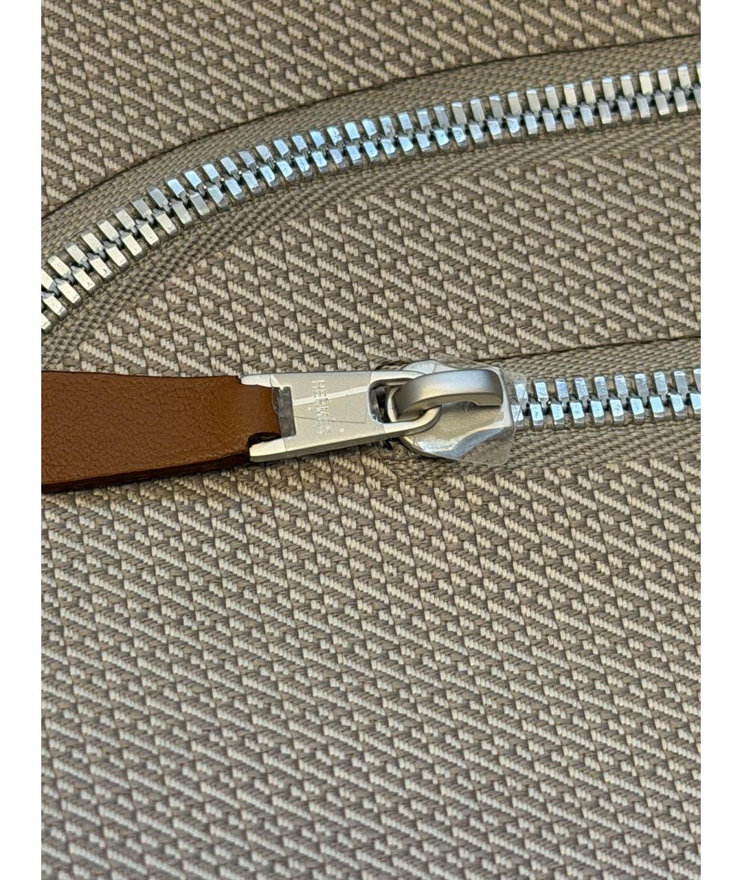 HERMES Бежевый кожаный чемодан, фото 6