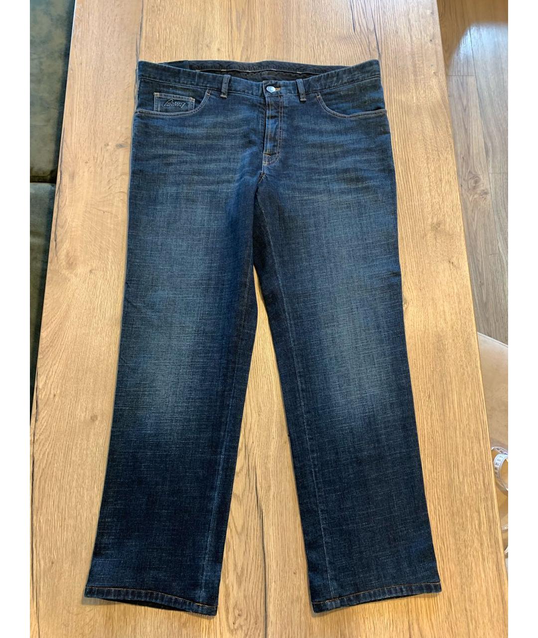 BRIONI Темно-синие хлопко-эластановые прямые джинсы, фото 9