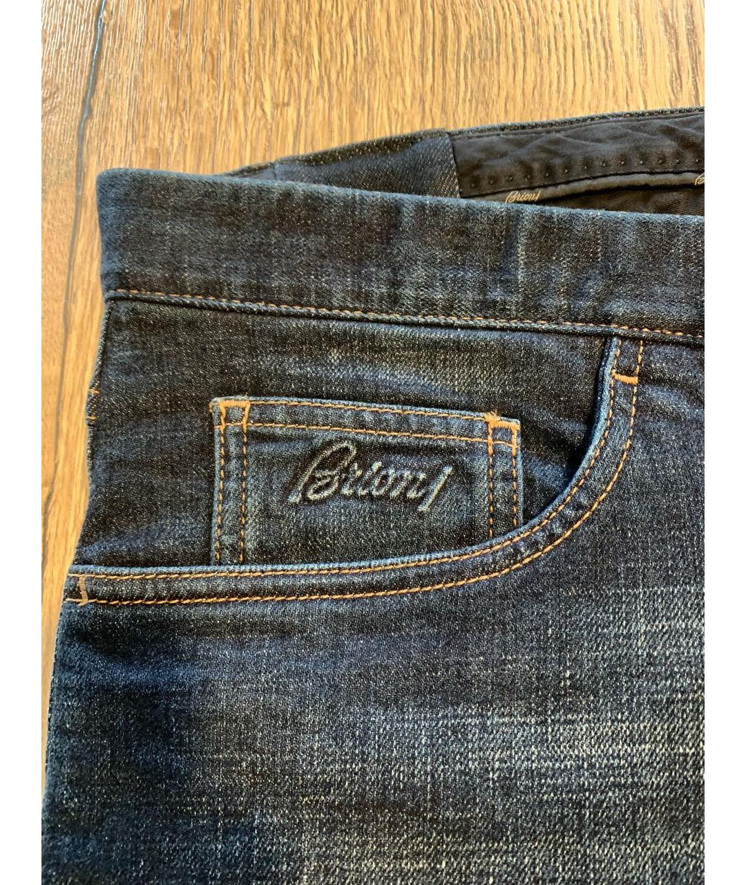 BRIONI Темно-синие хлопко-эластановые прямые джинсы, фото 3
