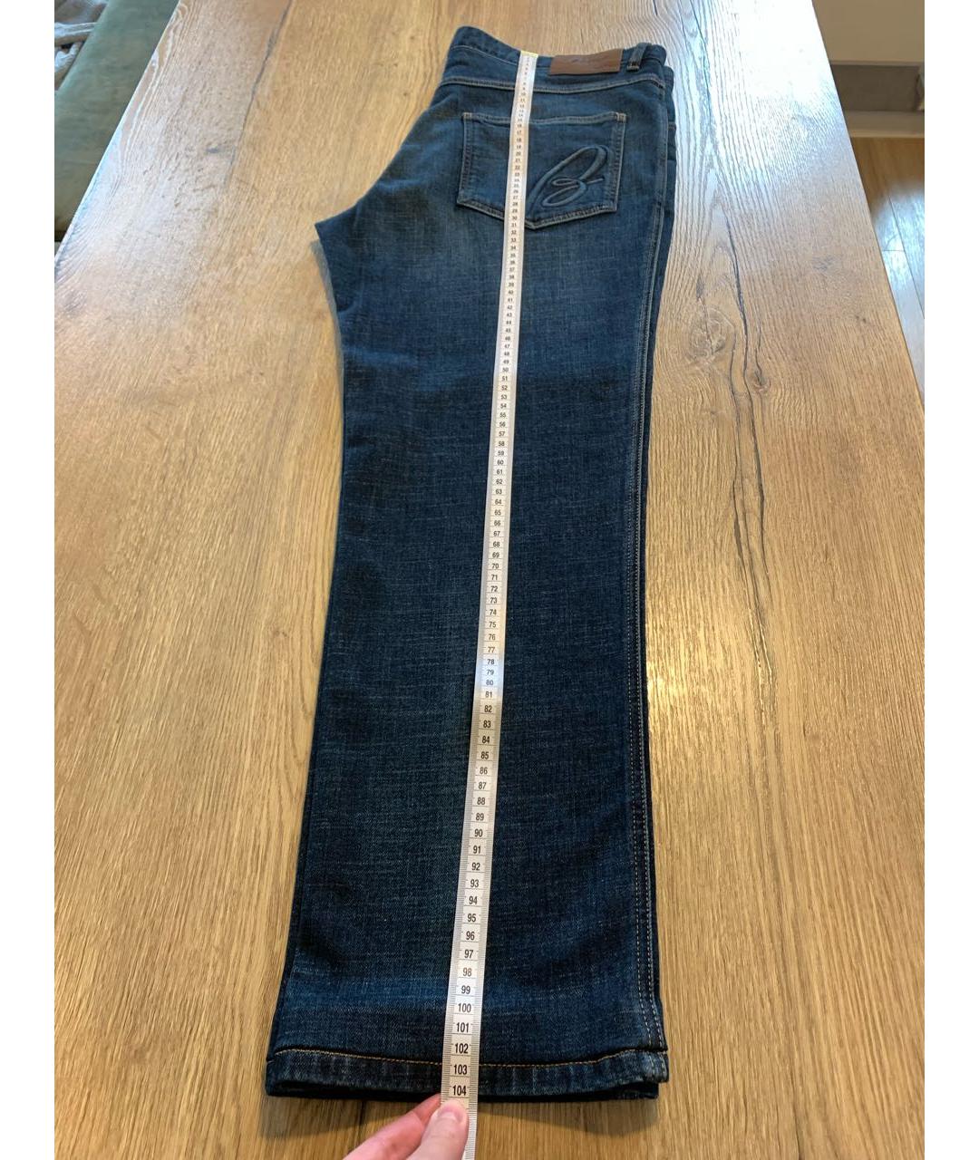 BRIONI Темно-синие хлопко-эластановые прямые джинсы, фото 8
