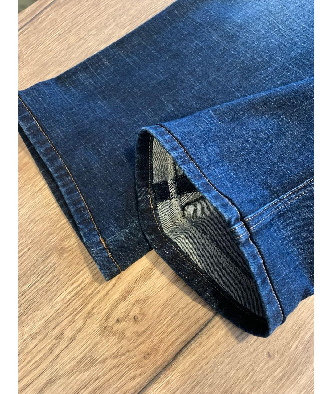 BRIONI Темно-синие хлопко-эластановые прямые джинсы, фото 4