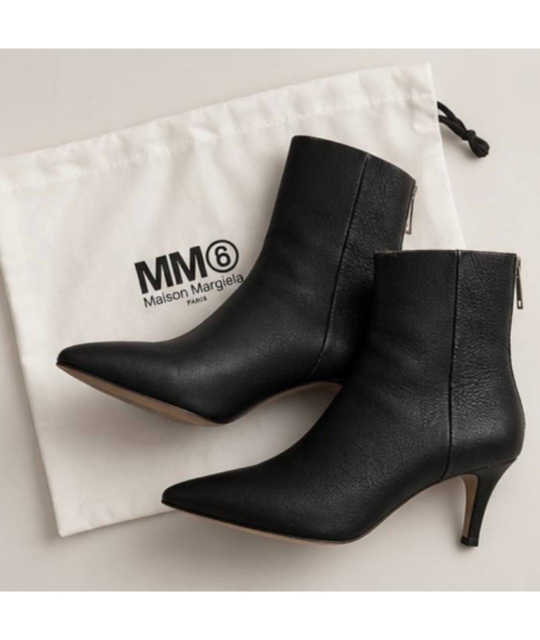 MAISON MARGIELA Черные кожаные ботильоны, фото 3