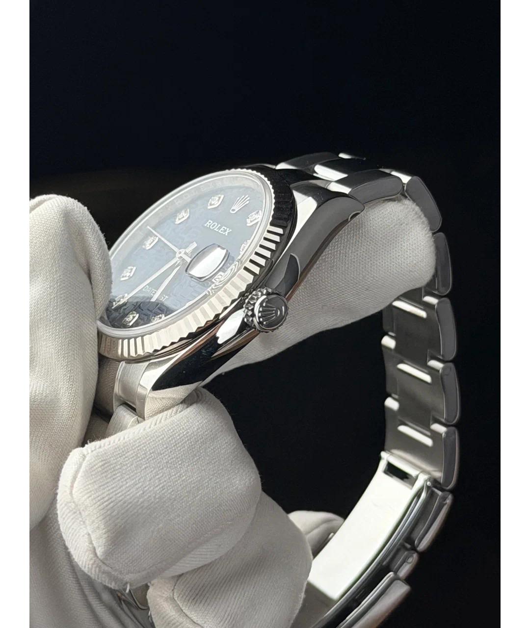 ROLEX Синие часы из белого золота, фото 4