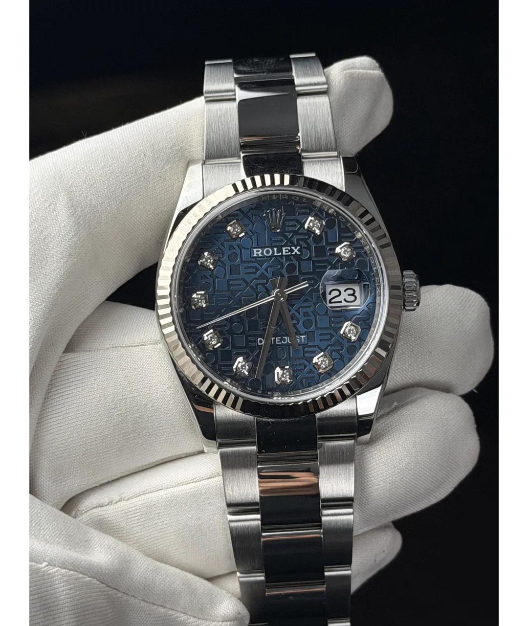 ROLEX Синие часы из белого золота, фото 2