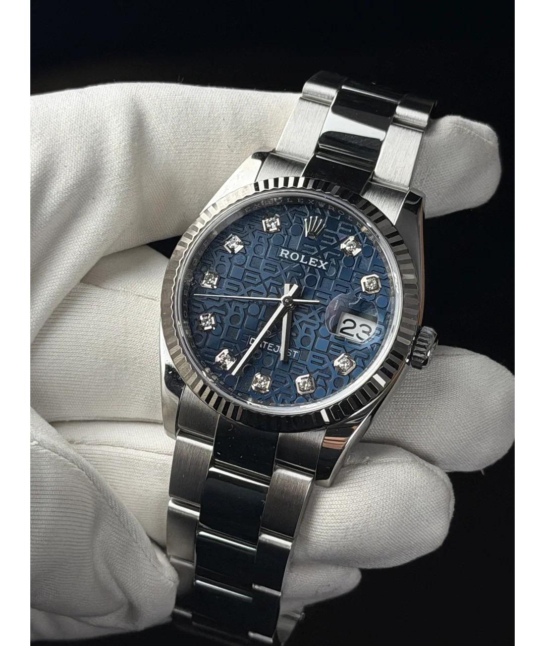 ROLEX Синие часы из белого золота, фото 3