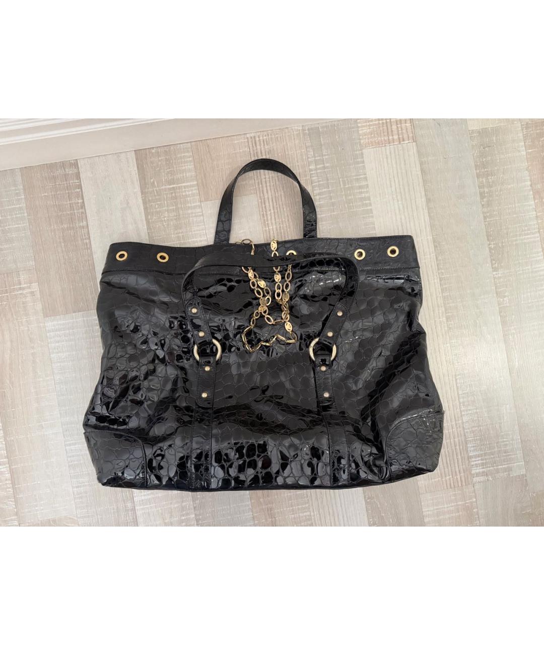 EMPORIO ARMANI Черная сумка с короткими ручками из лакированной кожи, фото 7