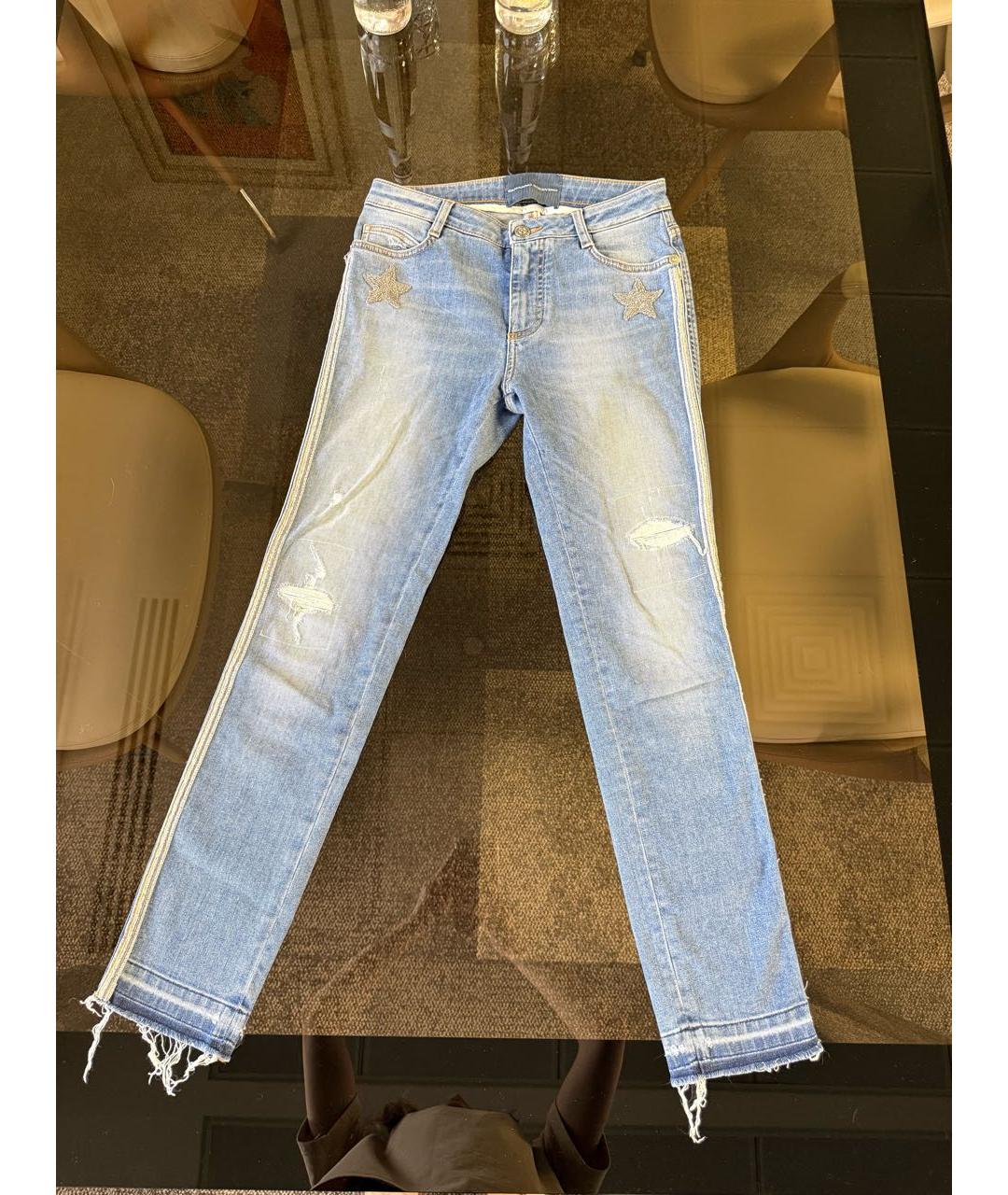 ERMANNO SCERVINO Голубые хлопковые джинсы слим, фото 7