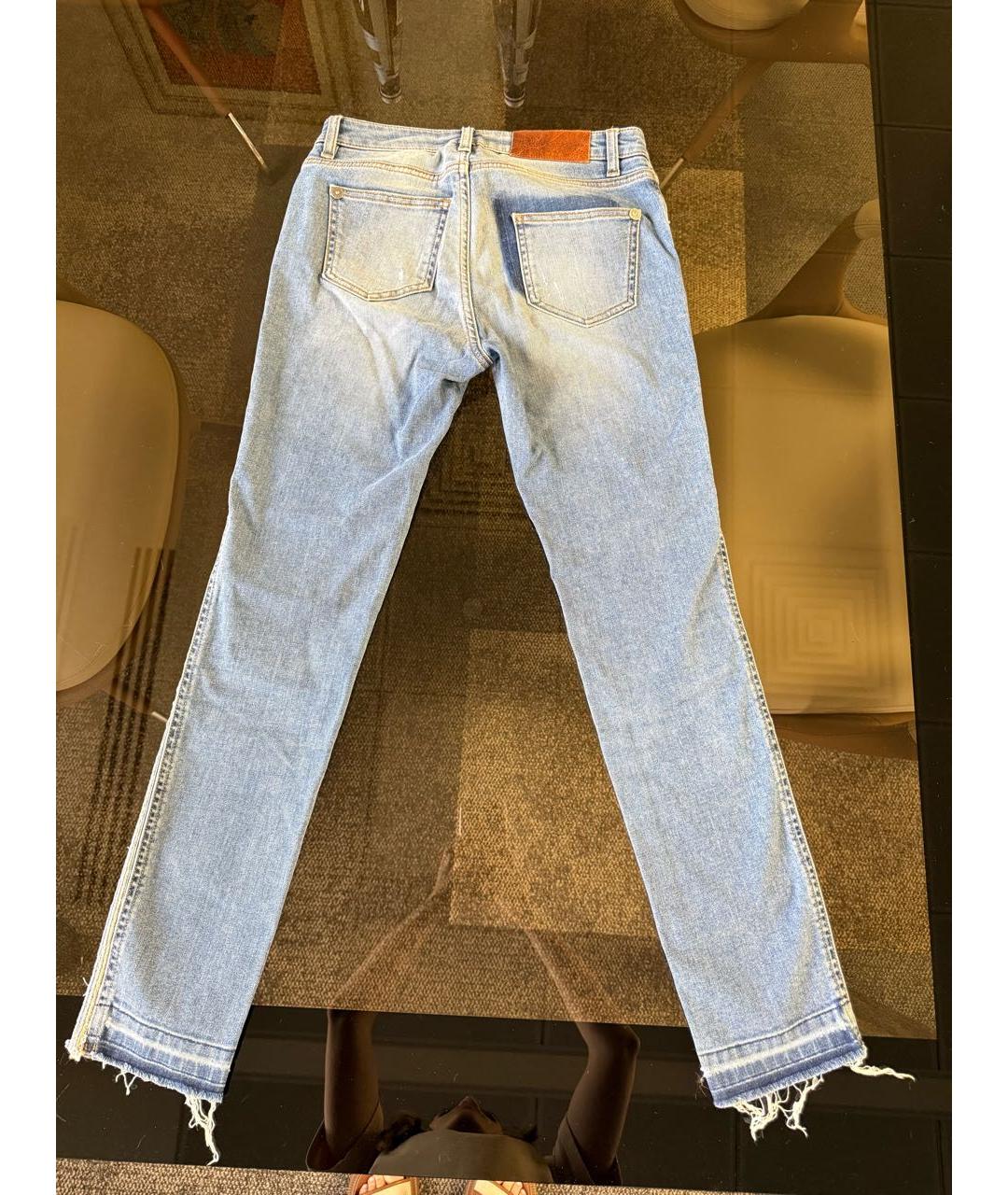 ERMANNO SCERVINO Голубые хлопковые джинсы слим, фото 3