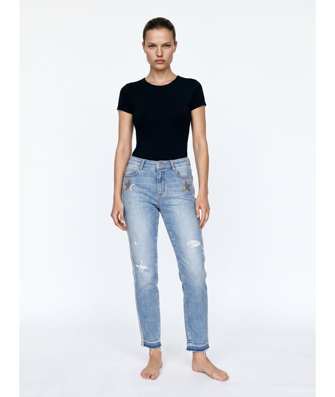 ERMANNO SCERVINO Голубые хлопковые джинсы слим, фото 2