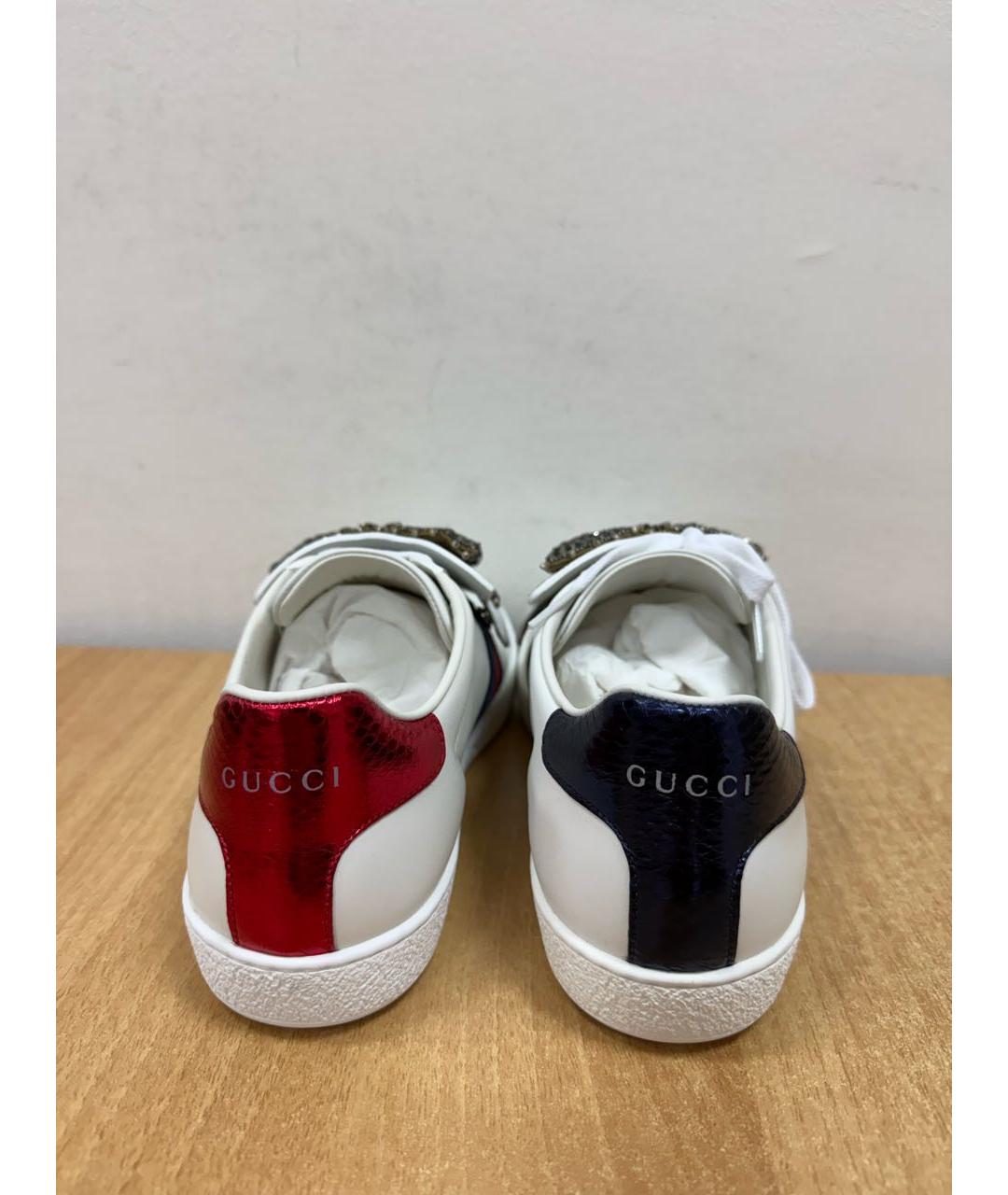 GUCCI Белые кожаные кеды, фото 3