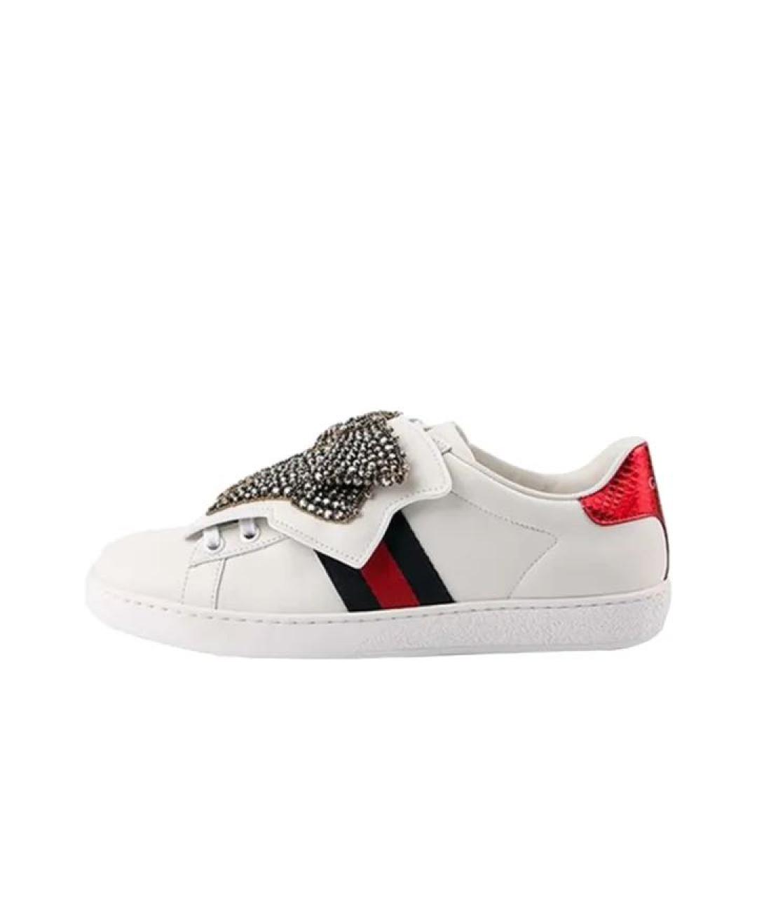 GUCCI Белые кожаные кеды, фото 9