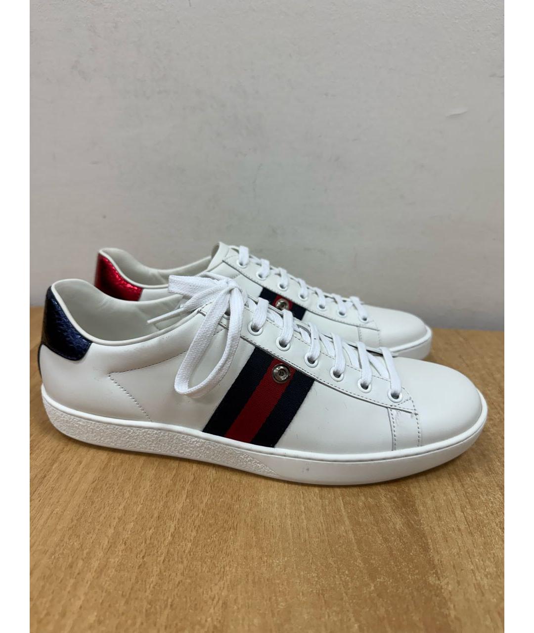 GUCCI Белые кожаные кеды, фото 8