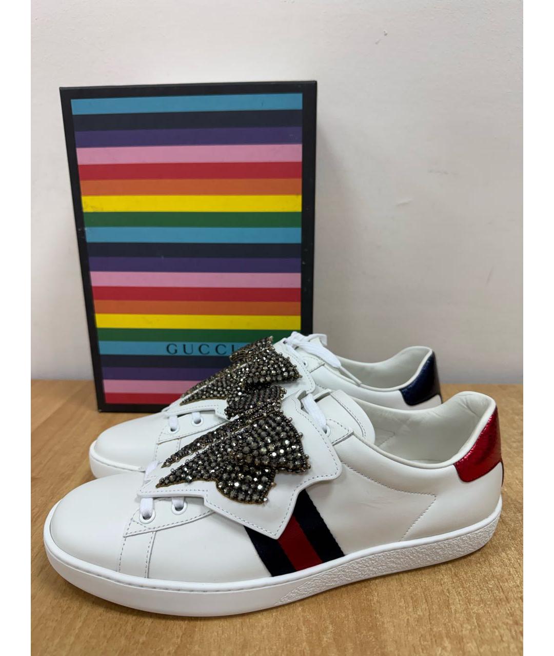 GUCCI Белые кожаные кеды, фото 2