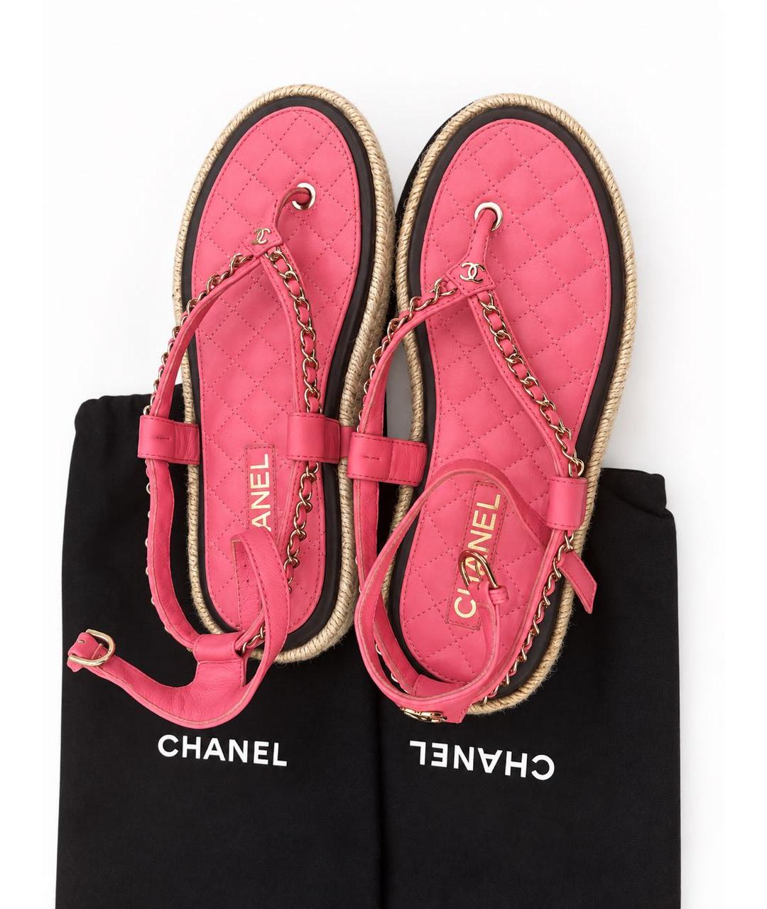 CHANEL Розовые кожаные босоножки, фото 3