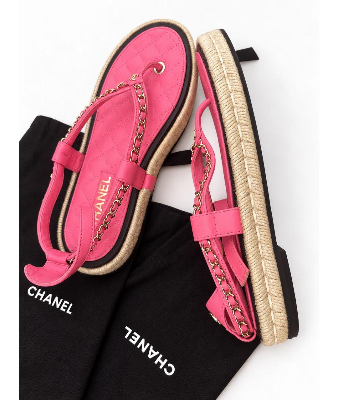 CHANEL Розовые кожаные босоножки, фото 5