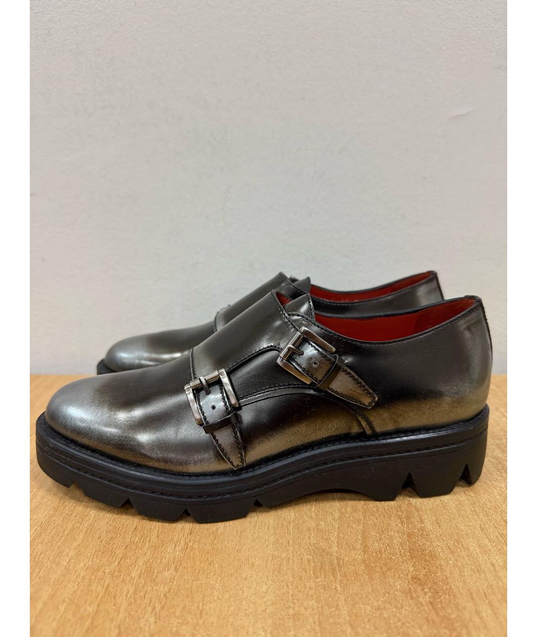 SANTONI Антрацитовые кожаные ботинки, фото 2