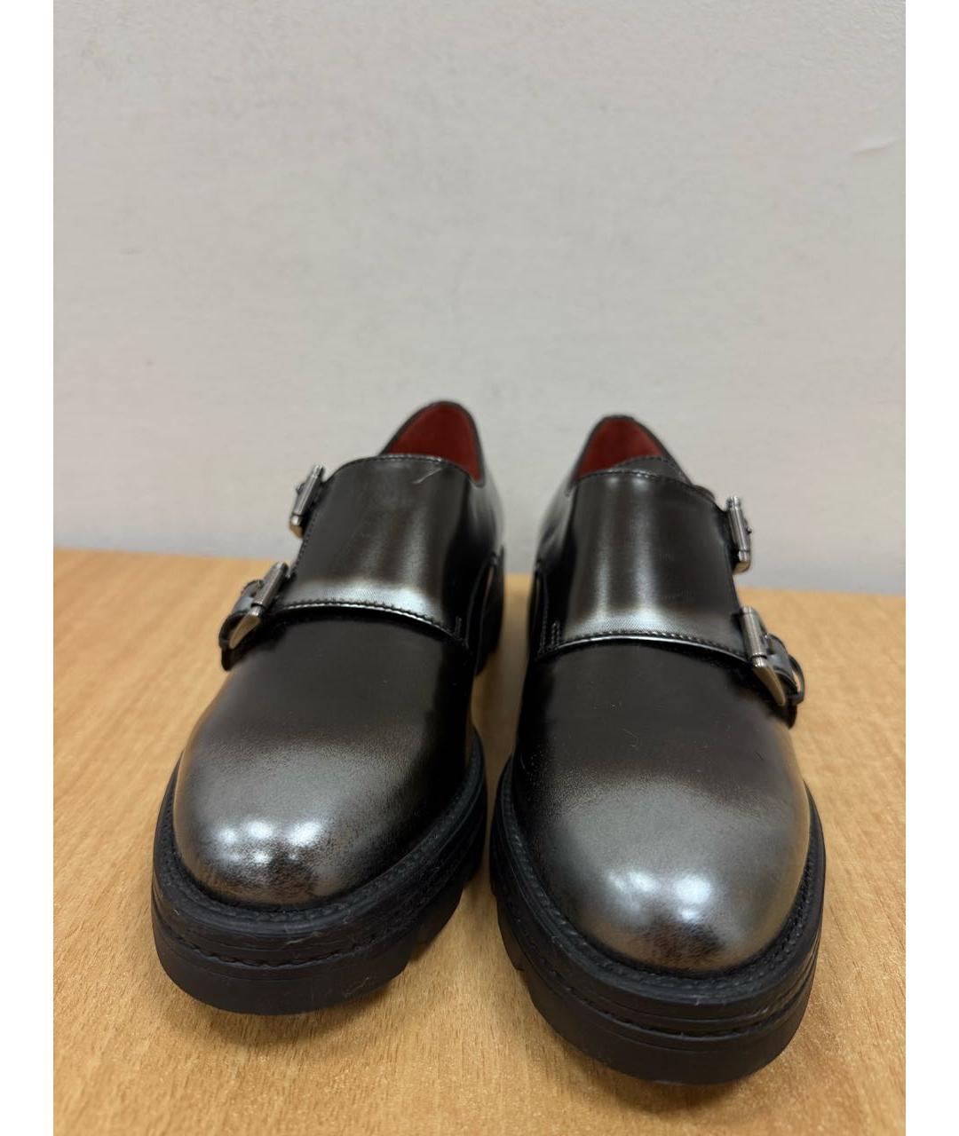 SANTONI Антрацитовые кожаные ботинки, фото 5