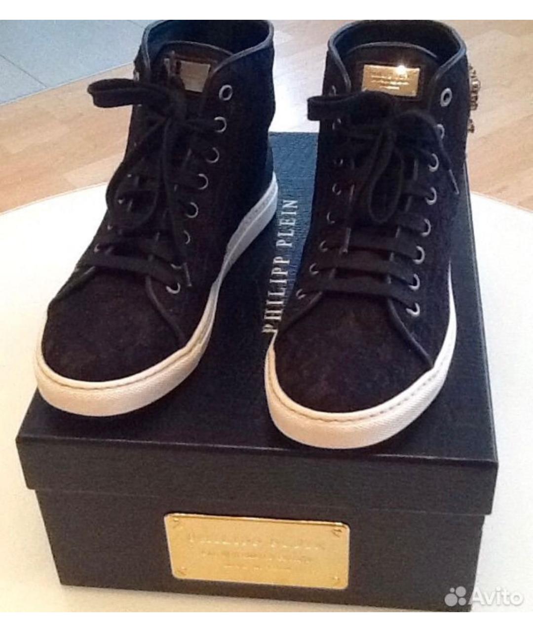 PHILIPP PLEIN Черные текстильные кеды, фото 2