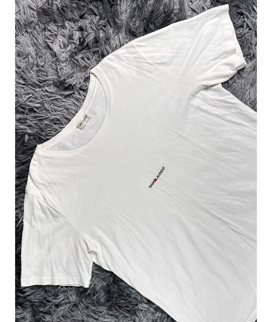 SAINT LAURENT Белая хлопковая футболка, фото 3