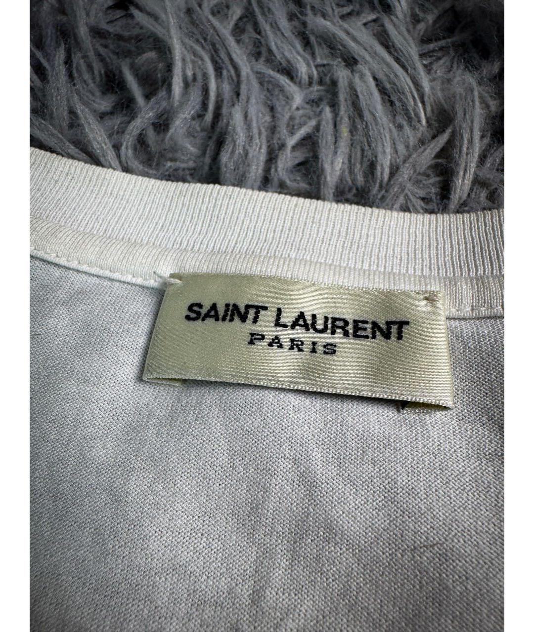 SAINT LAURENT Белая хлопковая футболка, фото 5