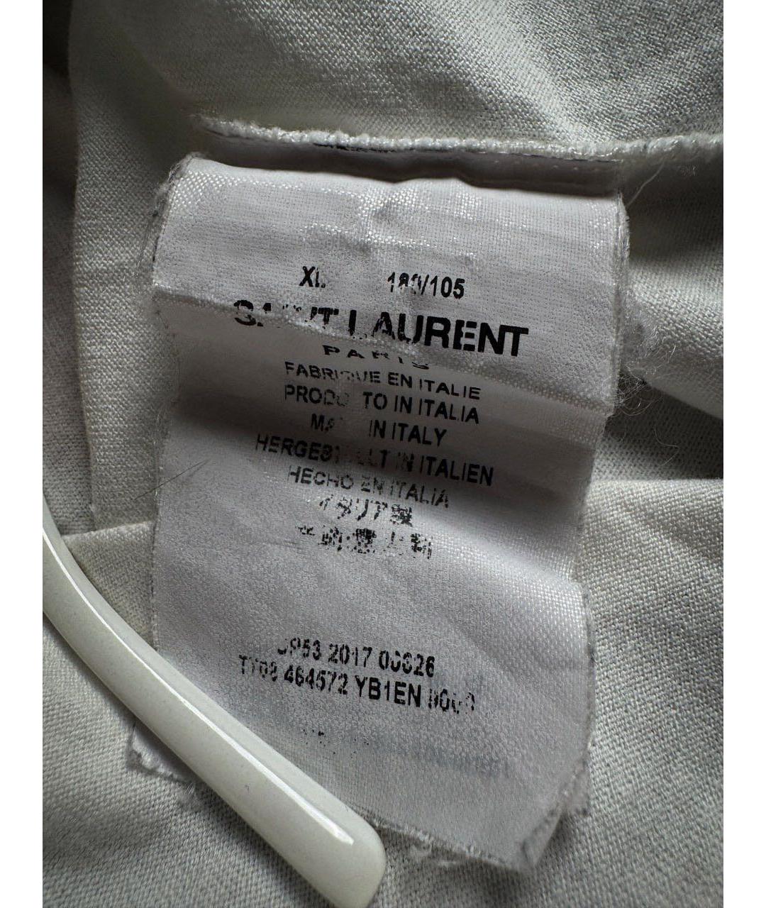 SAINT LAURENT Белая хлопковая футболка, фото 4