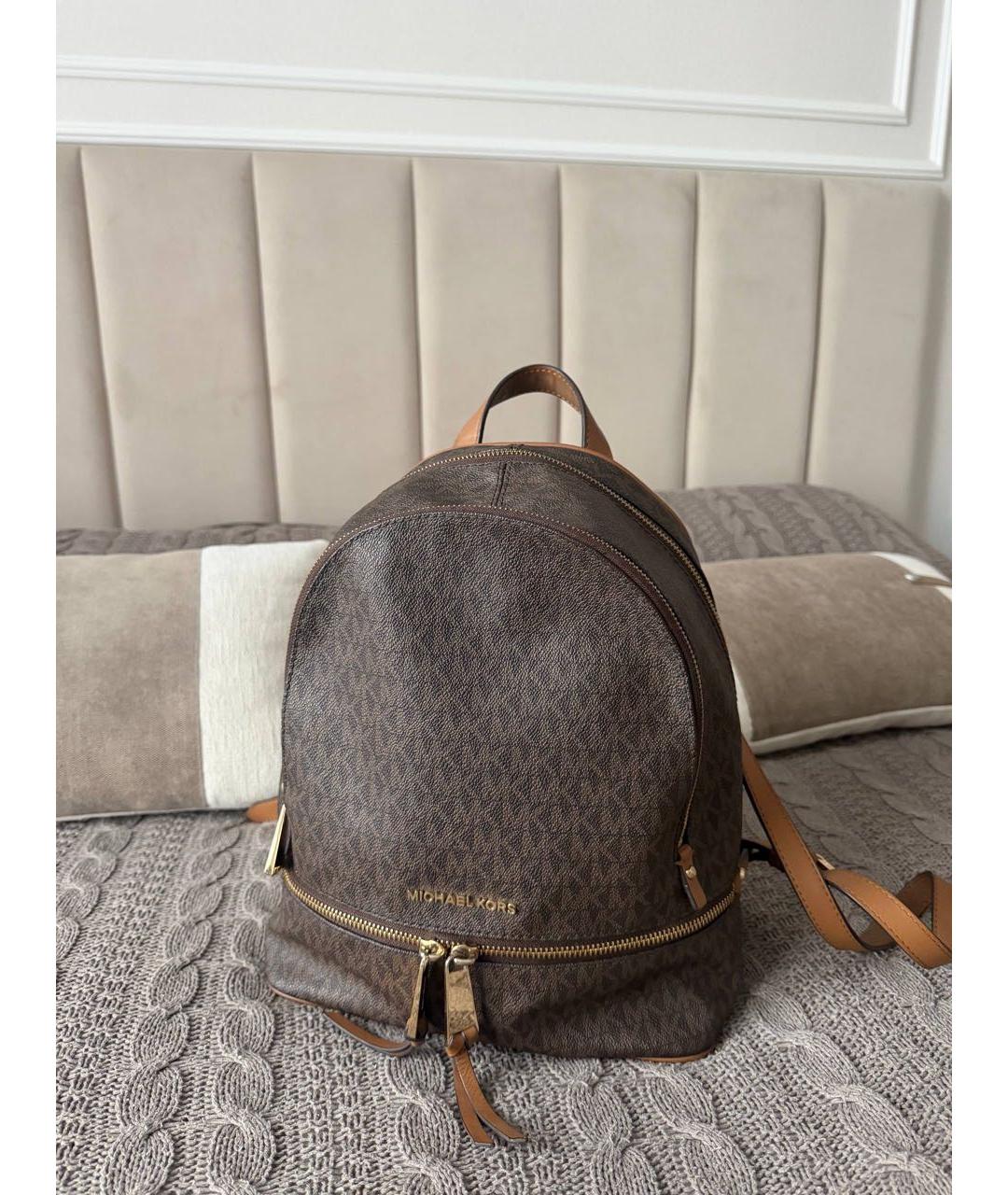 MICHAEL KORS Коричневый рюкзак из канвы, фото 4