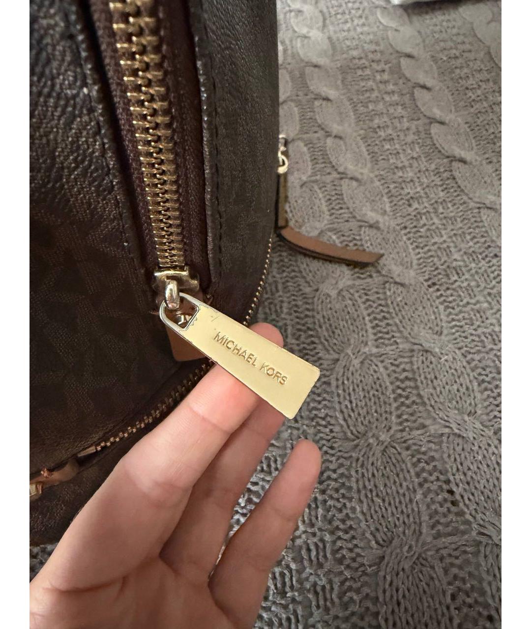 MICHAEL KORS Коричневый рюкзак из канвы, фото 5