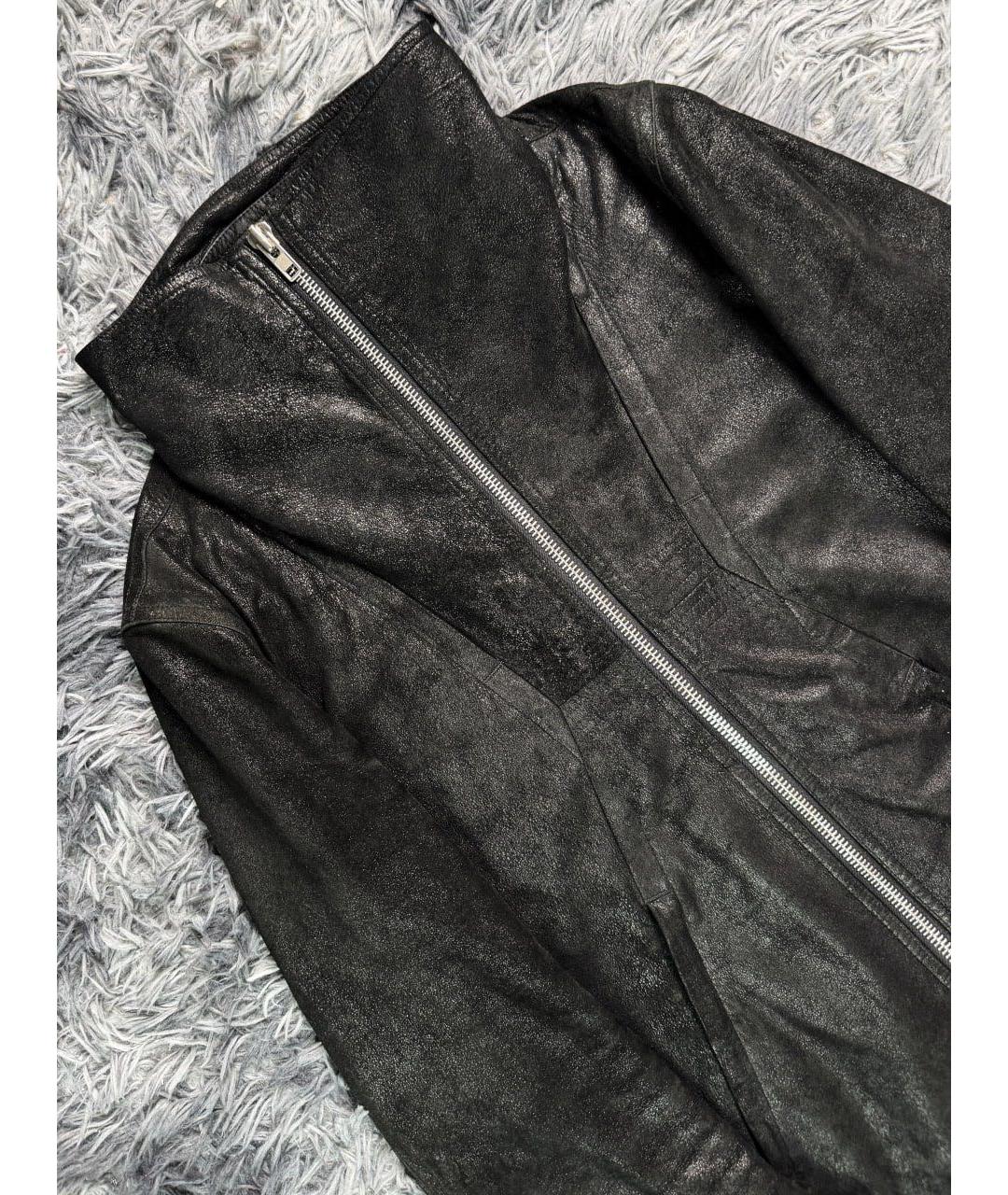 RICK OWENS Черная кожаная куртка, фото 4