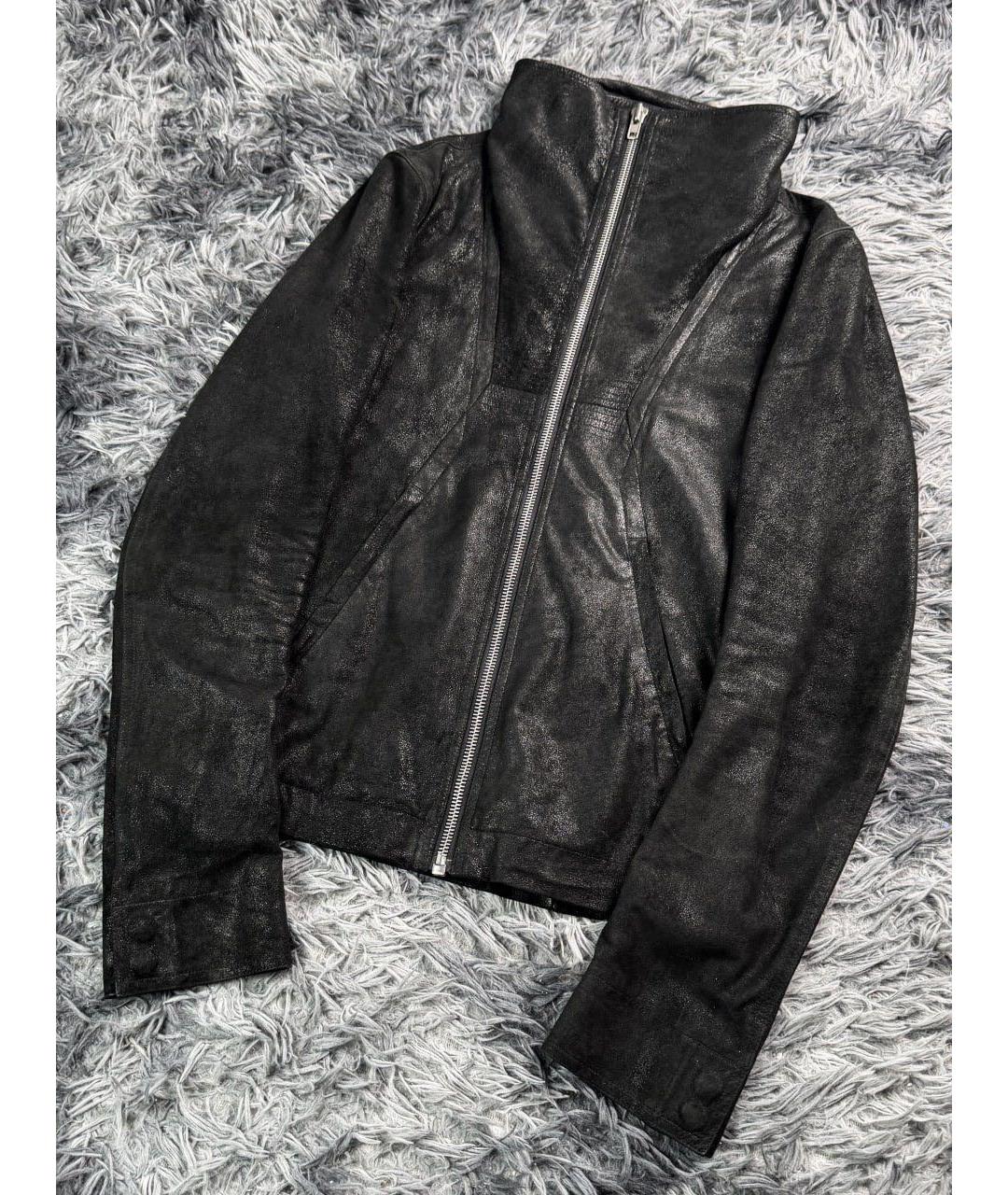 RICK OWENS Черная кожаная куртка, фото 6