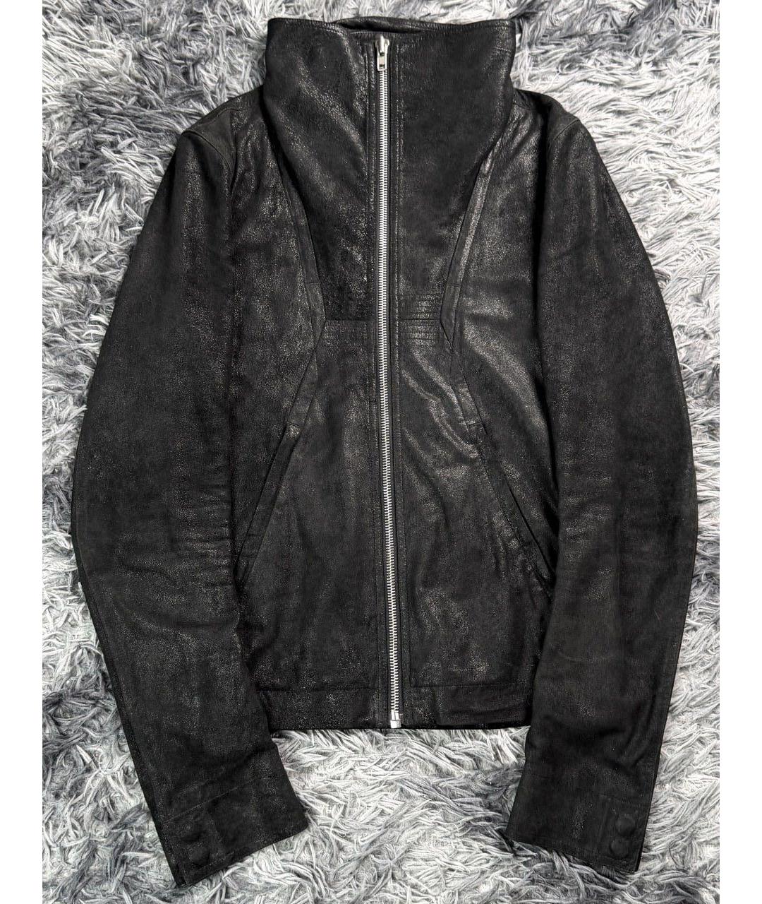 RICK OWENS Черная кожаная куртка, фото 8