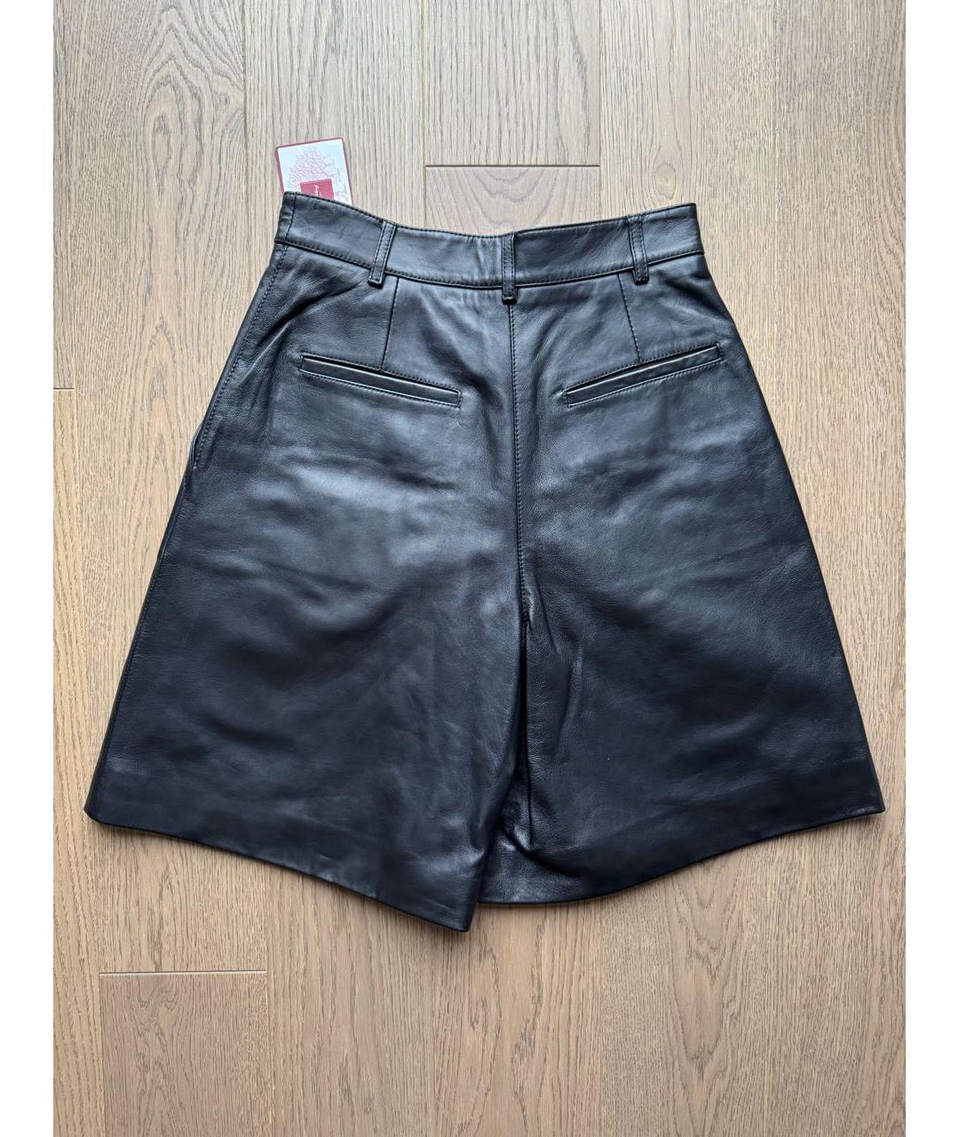 WEEKEND MAX MARA Черные кожаные шорты, фото 2