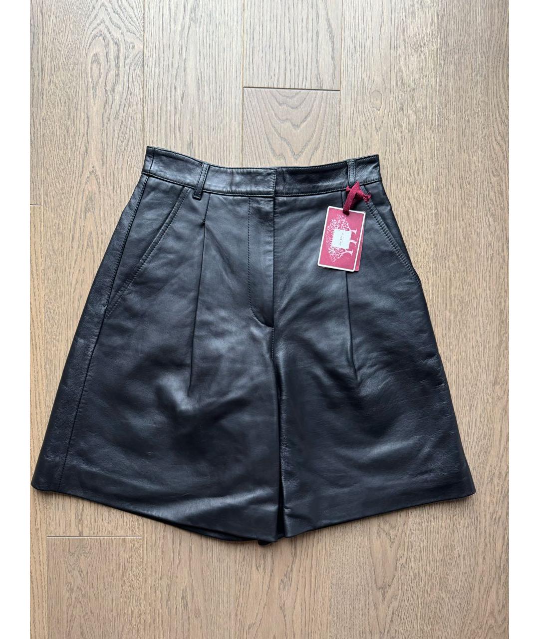 WEEKEND MAX MARA Черные кожаные шорты, фото 5