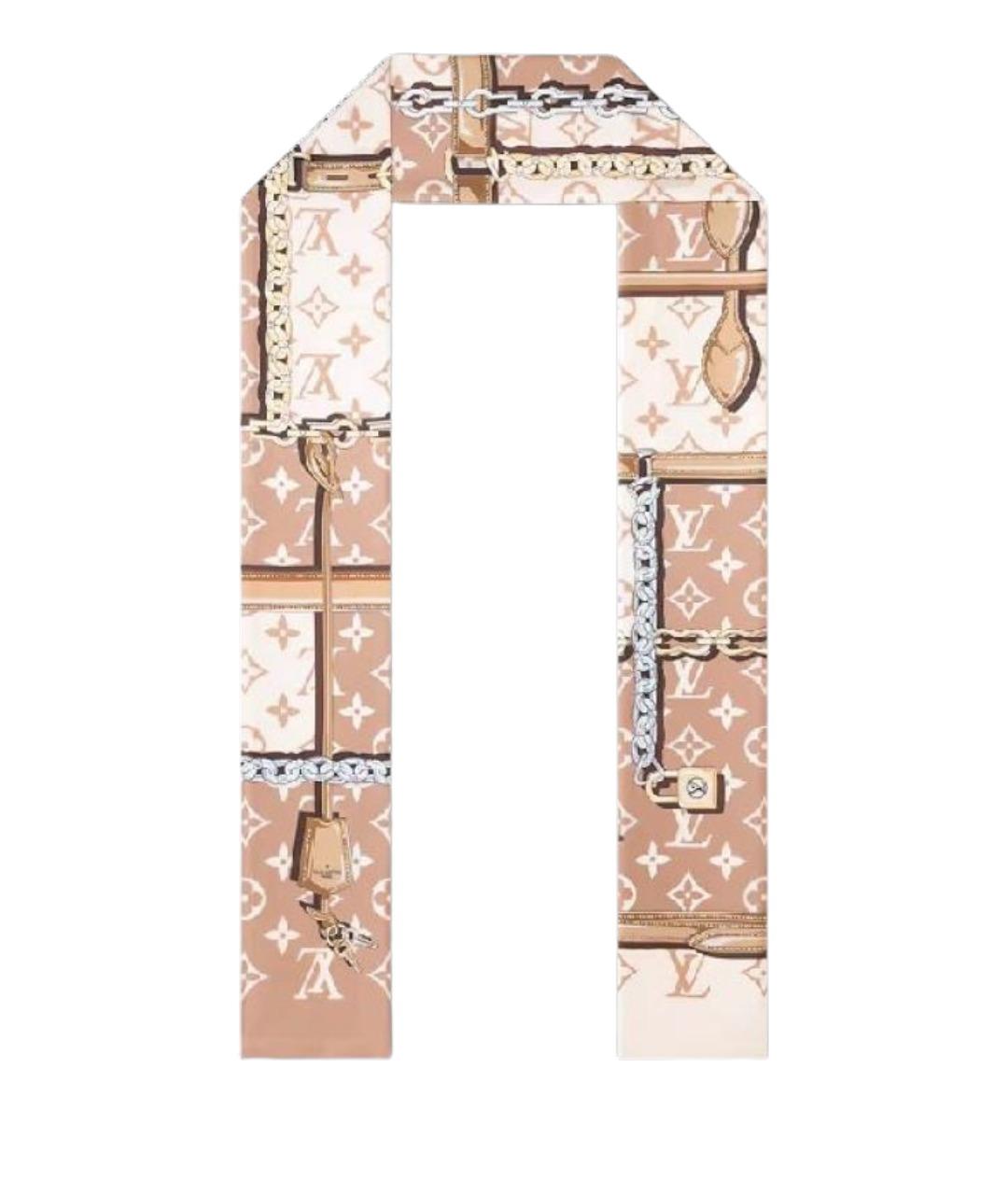 LOUIS VUITTON Бежевый шелковый шарф, фото 1