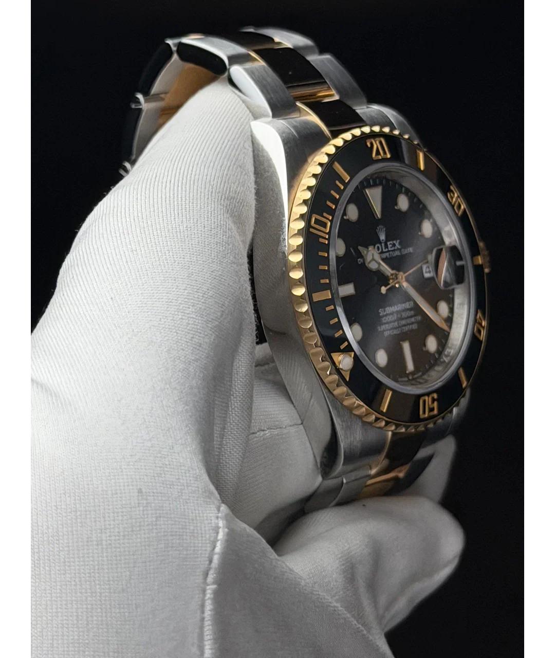 ROLEX Черные часы из желтого золота, фото 4