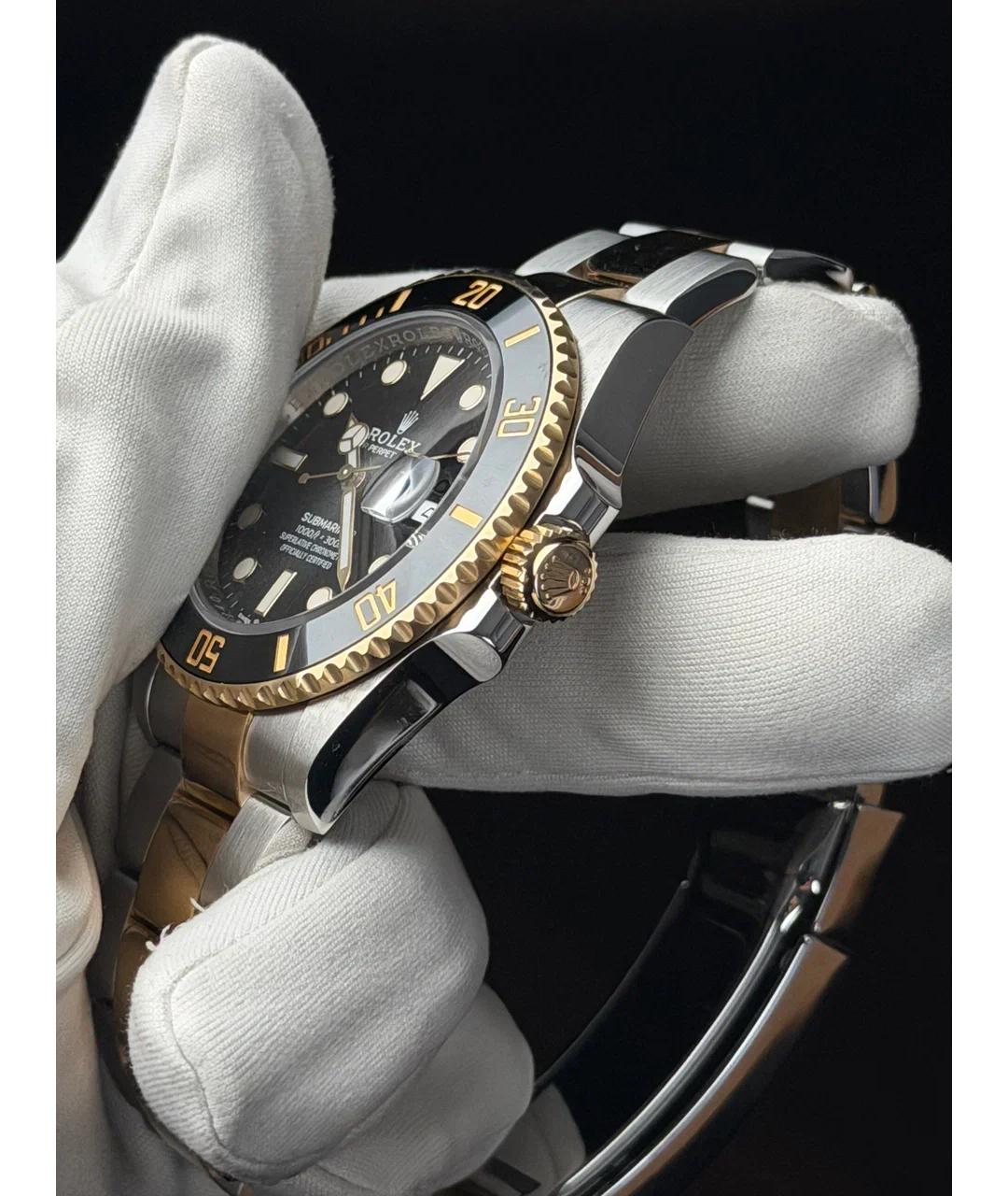 ROLEX Черные часы из желтого золота, фото 3