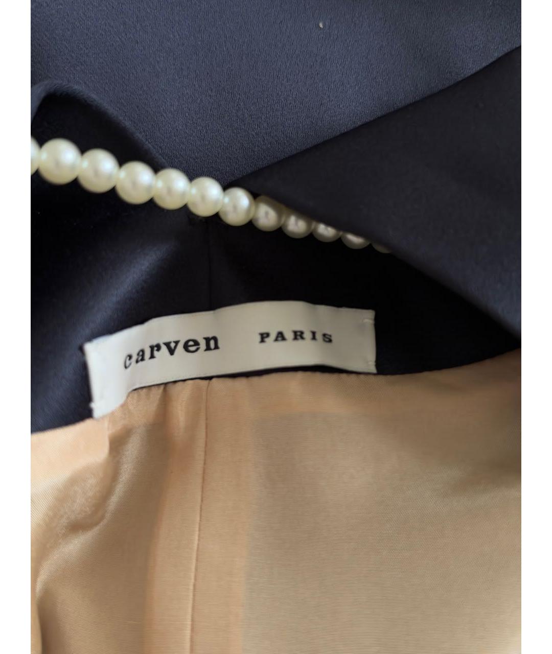 Carven Темно-синяя шелковая блузы, фото 3