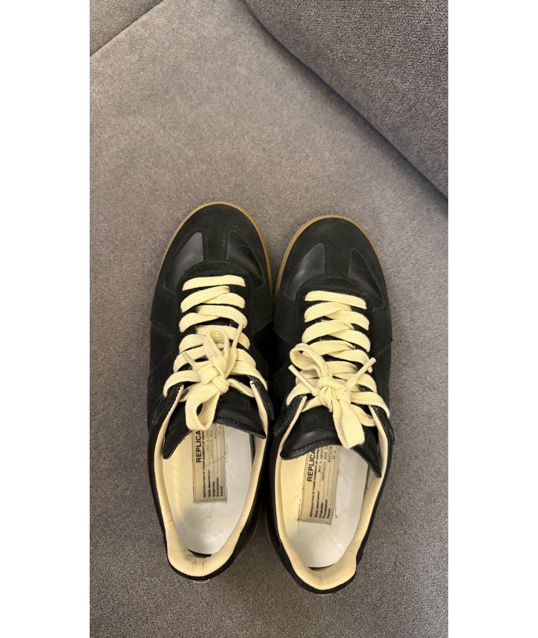 MAISON MARGIELA Черные кожаные кеды, фото 4