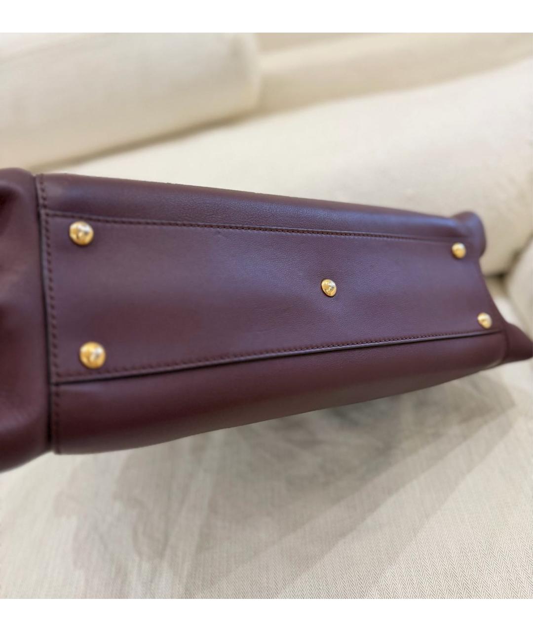 FENDI Бордовая кожаная сумка тоут, фото 5