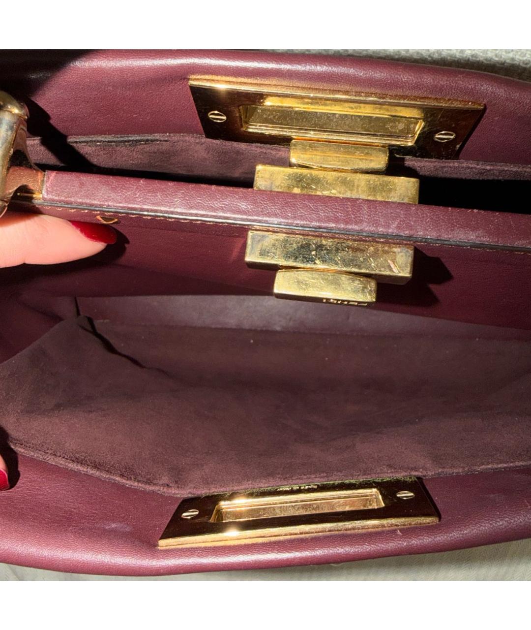 FENDI Бордовая кожаная сумка тоут, фото 7